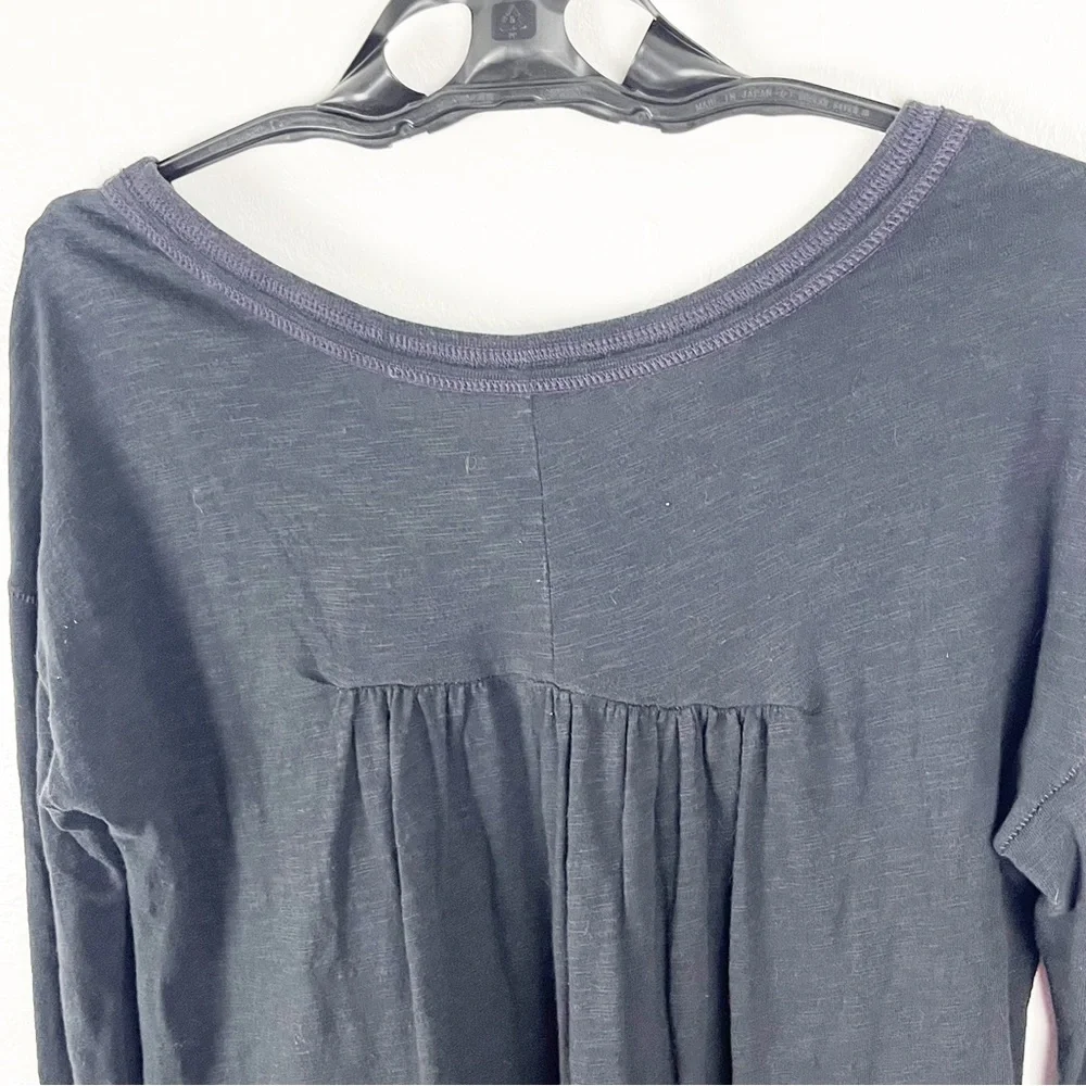 FREE PEOPLE Charcoal Drop Shoulder Purple Stitching Long Sleeves Top Small